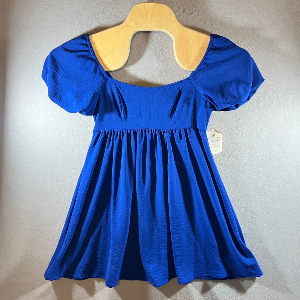 988 | NWT Altar'd State Puff Sleeve Babydoll Blouse Royal Blue Womens S